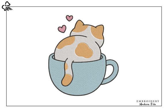Cute Cat in Cup Embroidery Design Review