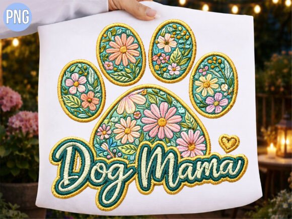 Dog Mama Floral Paw Embroidery PNG Shirt Review