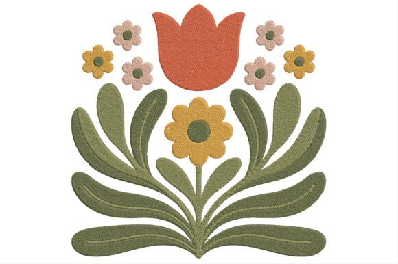 Embroidery Orange Tulip Flower Design Review