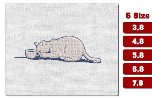 Exhausted Coffee Cat Machine Embroidery Review