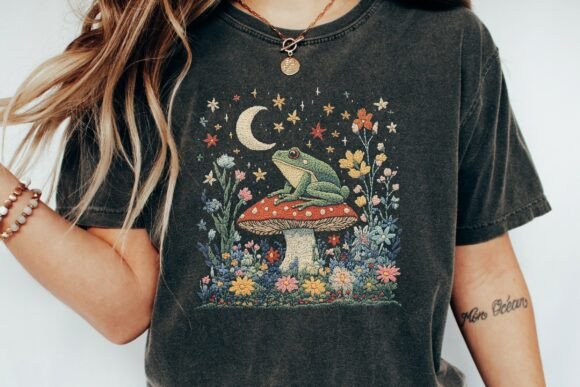 Frog on Mushroom Night Embroidery Png Review