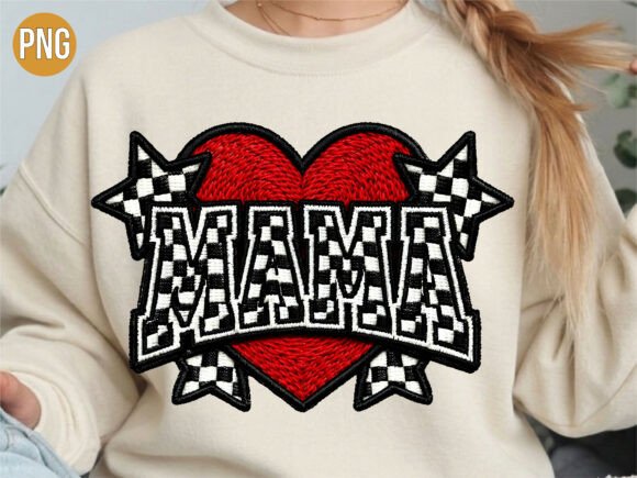 Mama Heart Checkered Embroidery PNG Review