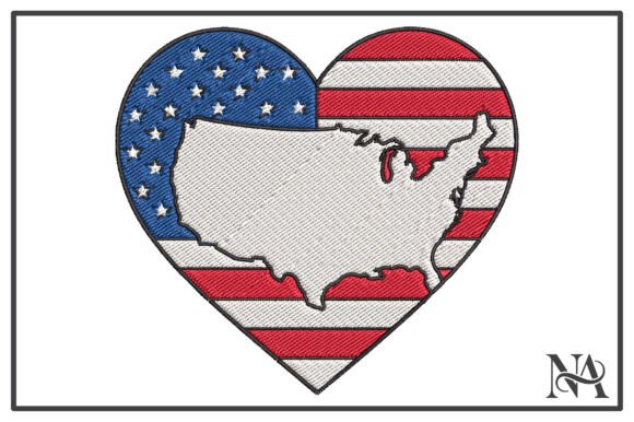 Review: USA Flag Heart Map Embroidery Design