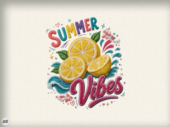 Summer Lemon Vibes Embroidery PNG Design Review